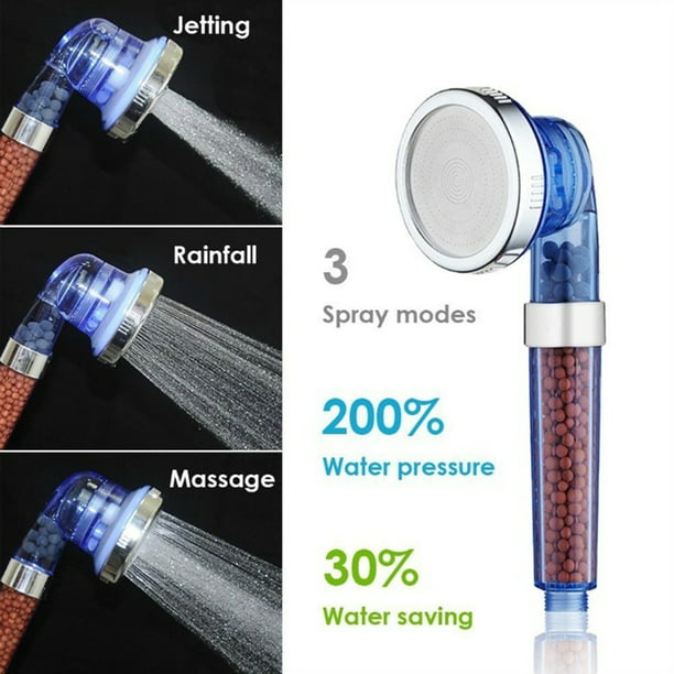 Black Rain,Massage,Pulse for Soft Water Detachable Chrome Filtered Shower Head Hand-Held with Handheld Spray,High Pressure Shower Heads with 3 Spray Modes